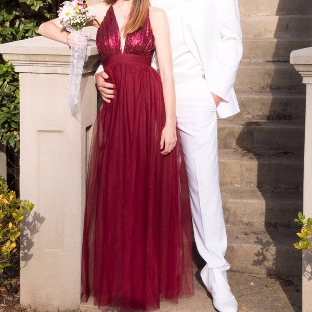 Red Sequins Prom Dress